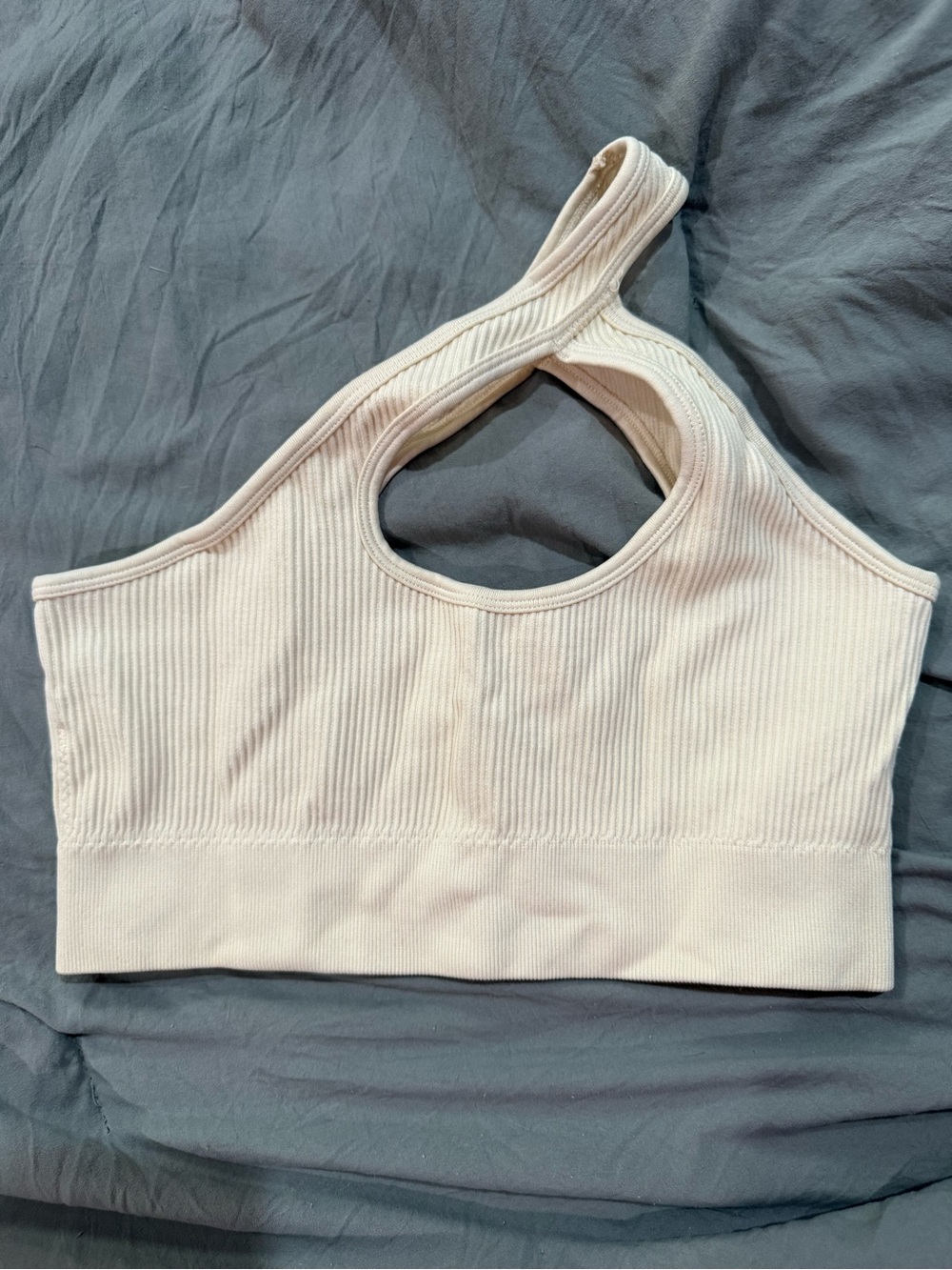 Amazon Ribbed One-Shoulder Bralette - Cream